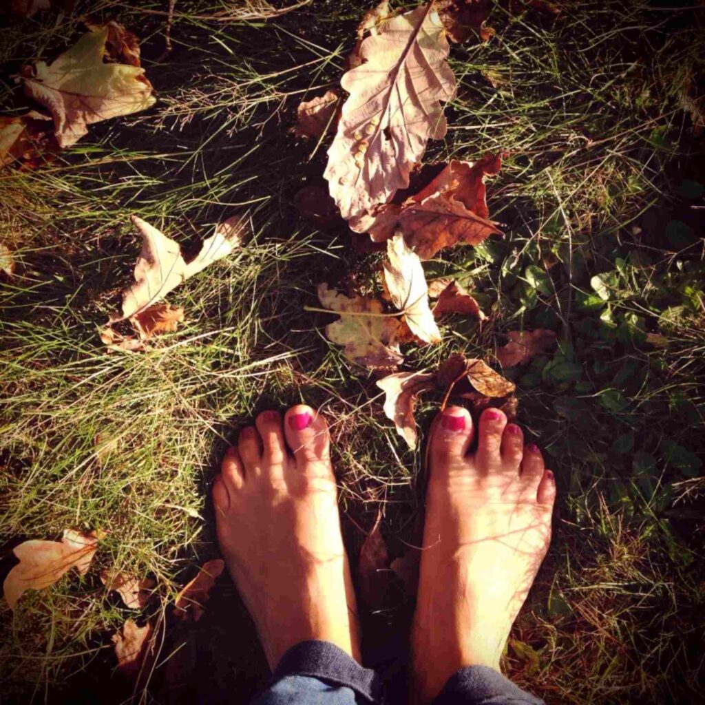 Bare feet on grass